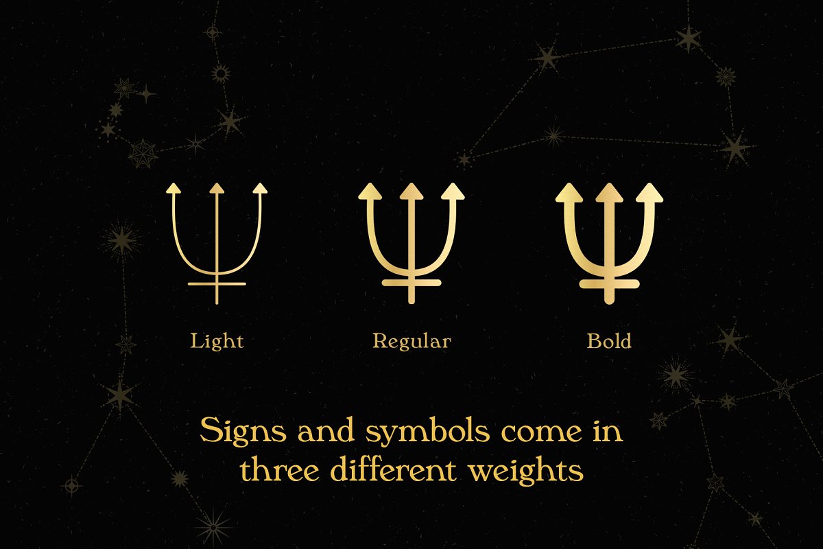 Signs and symbols come in three different weights.
