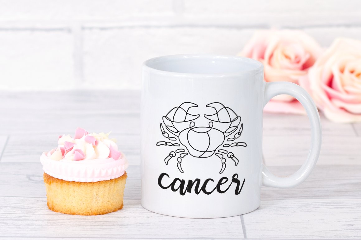 Big white cup with the Cancer graphic.