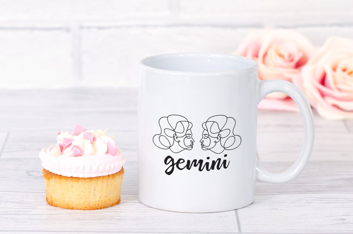 Big white cup with the Gemini graphic.