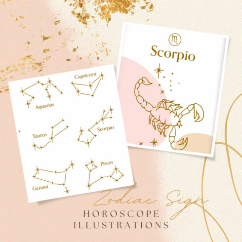 Zodiac Sign Horoscope Illustrations.