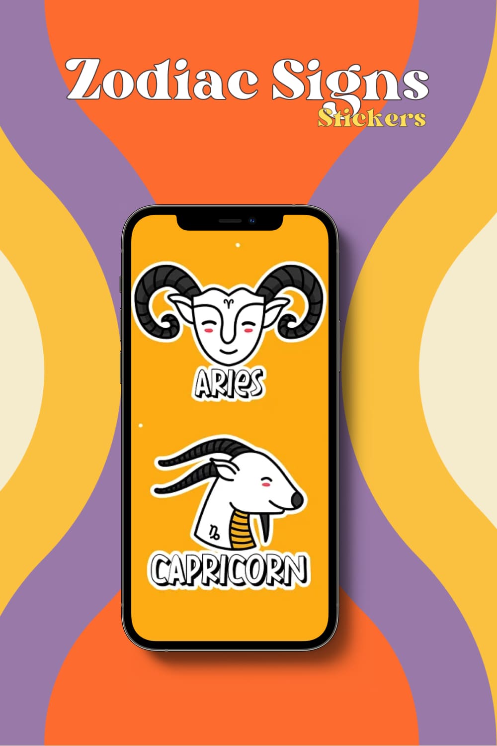 Zodiac Signs Stickers - phone preview for the Pinterest image.