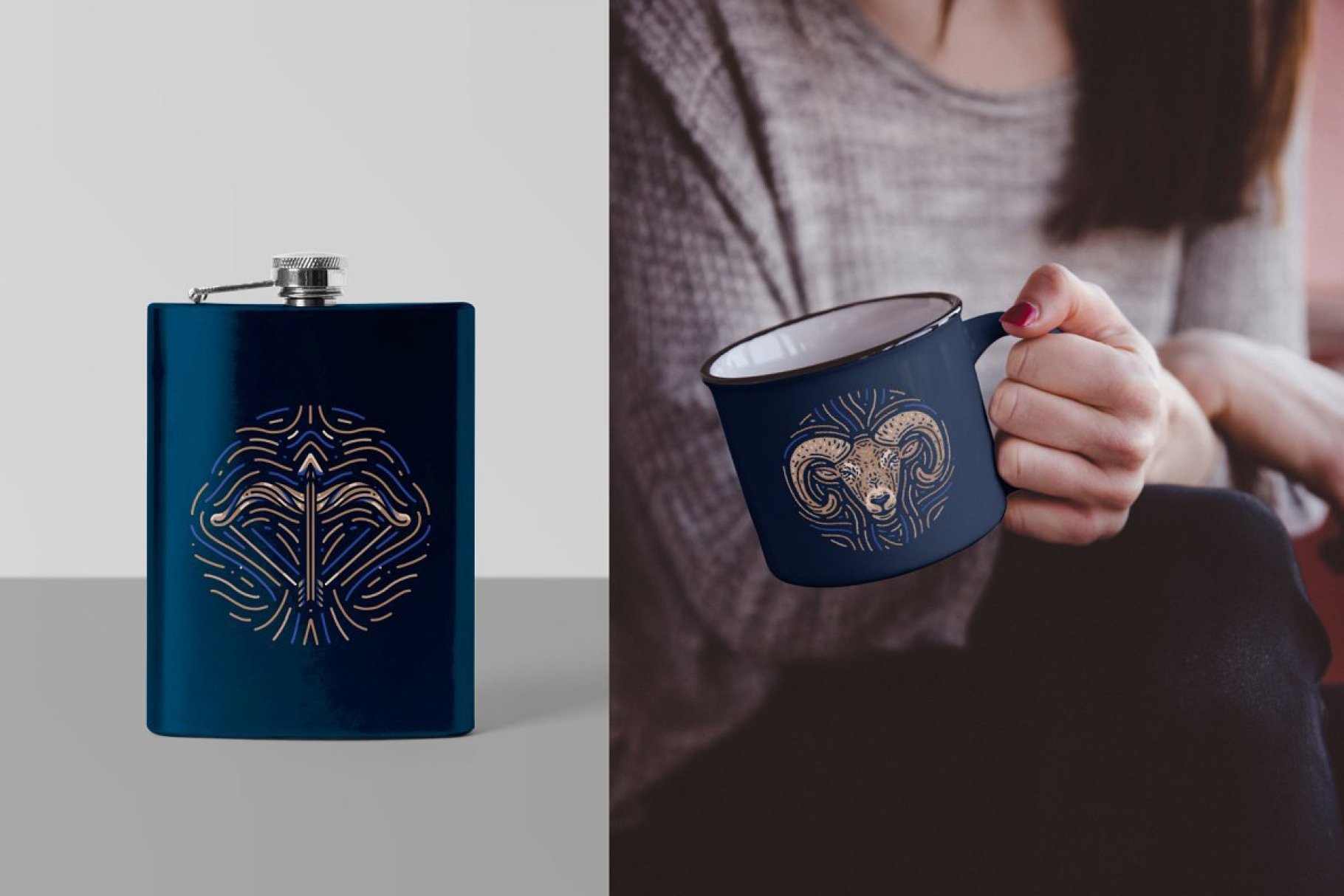 Themed mug items design.