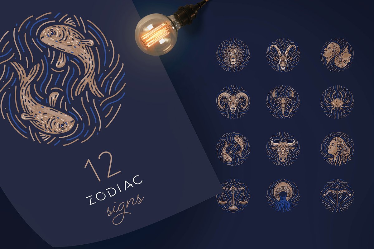 There are 12 zodiac signs pisces.