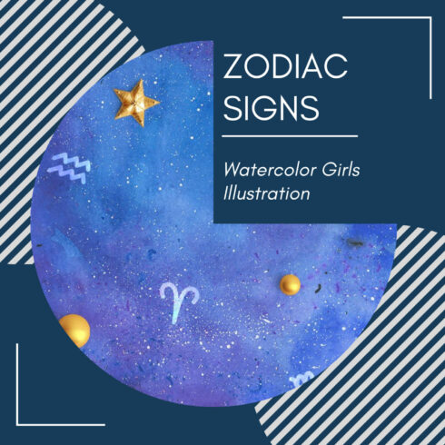 Zodiac Watercolor Girls Illustration - main image preview.