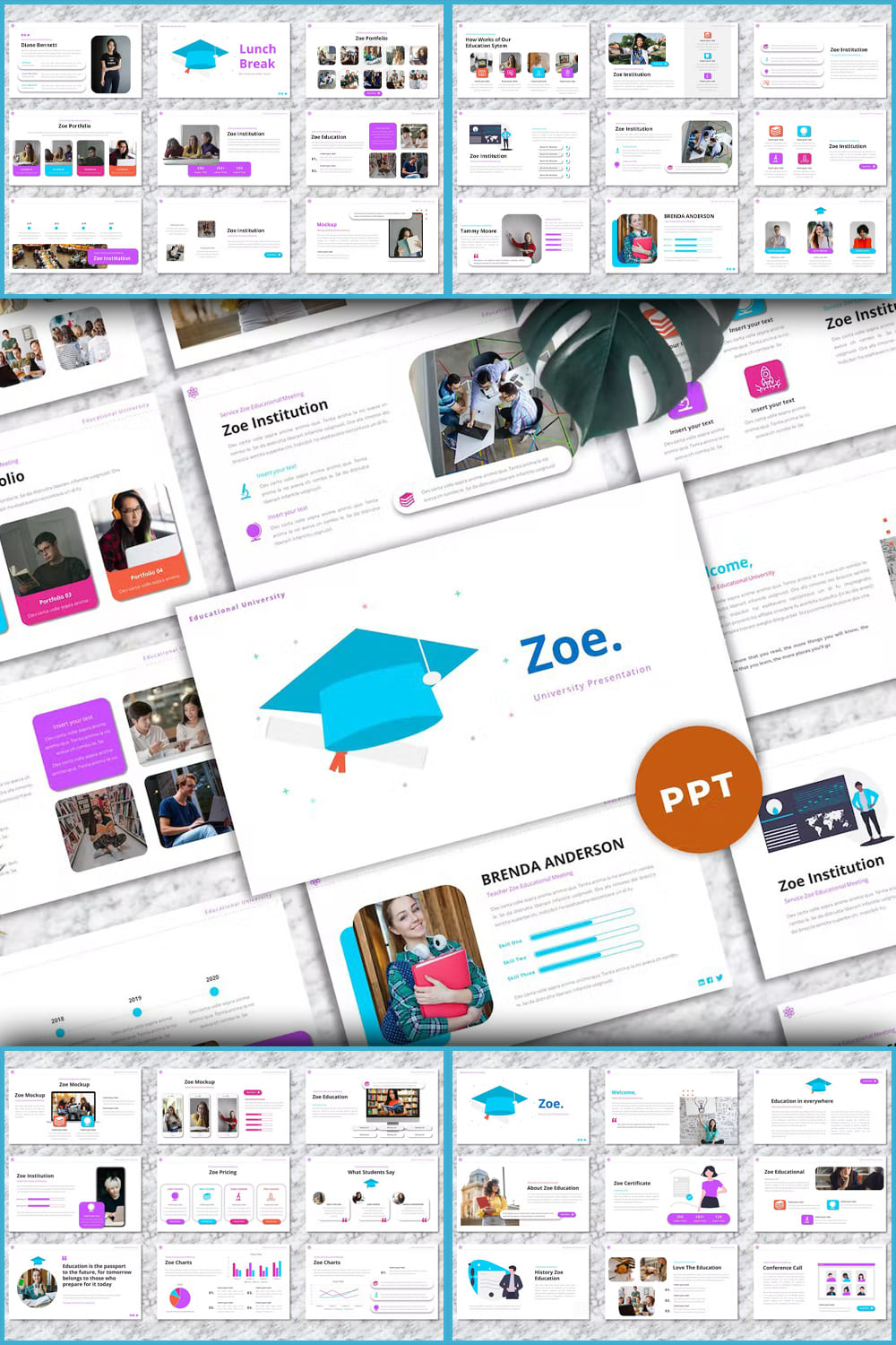 Zoe University Powerpoint Templates - pinterest image preview.