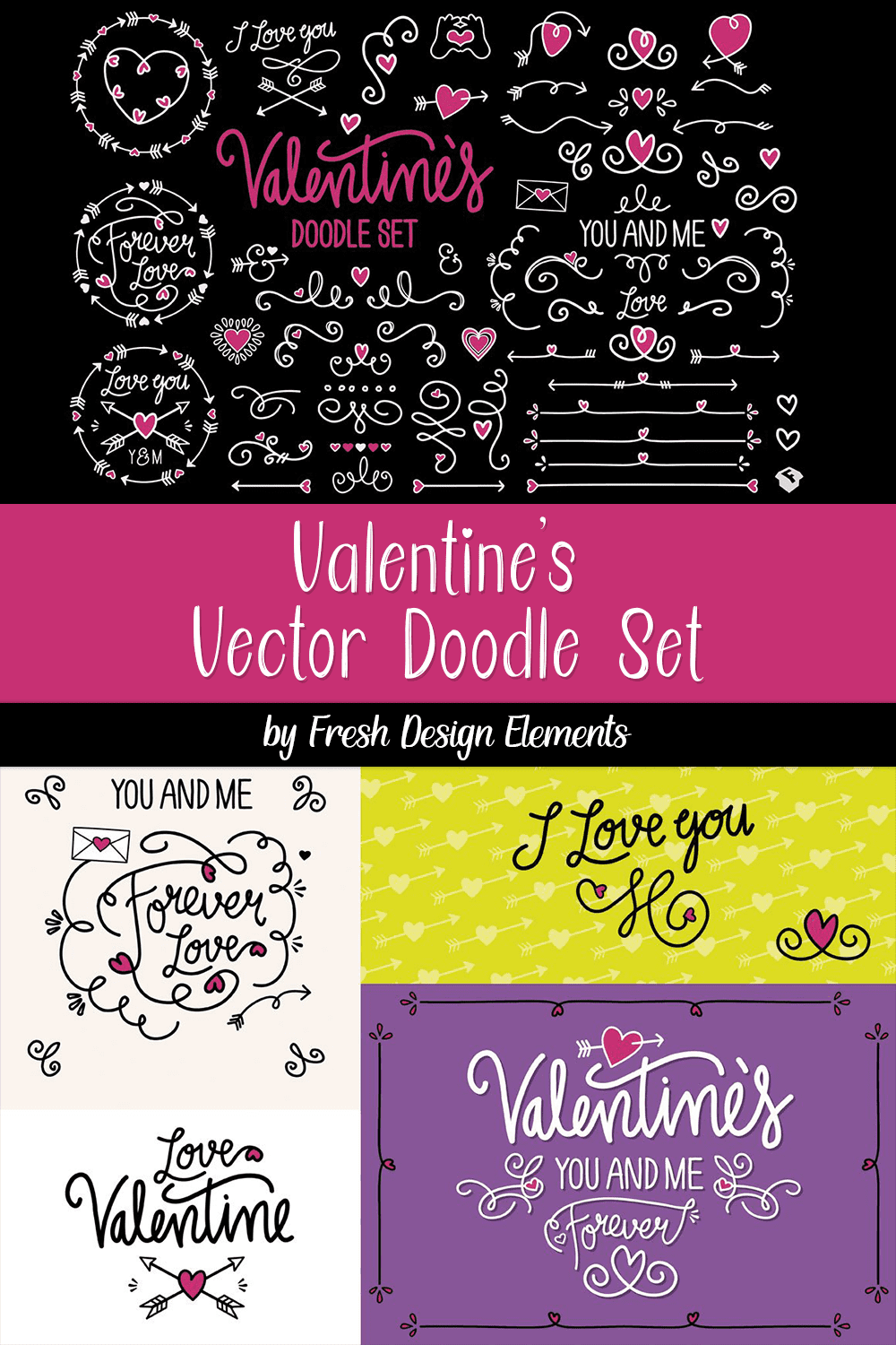Valentine's Vector Doodle Set - Pinterest.