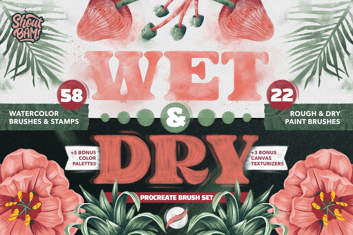 Cover image of Wet & Dry Procreate Brush Set.