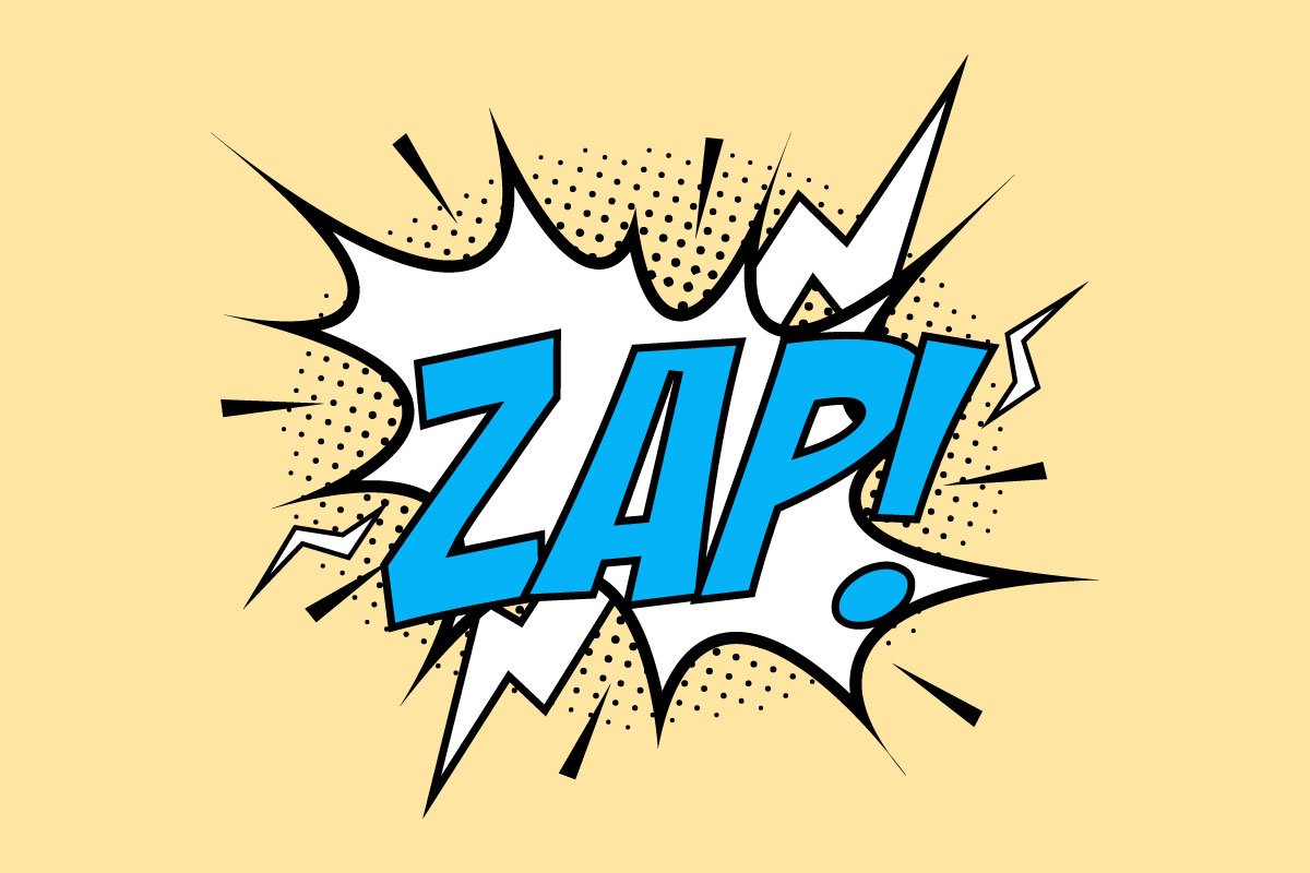 Sharp explosion for the background and "zap" lettering.