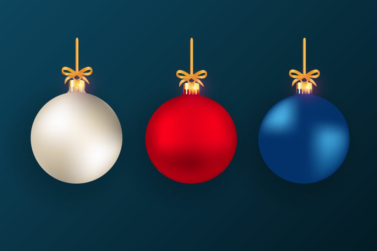 Multicolor Christmas balls set.