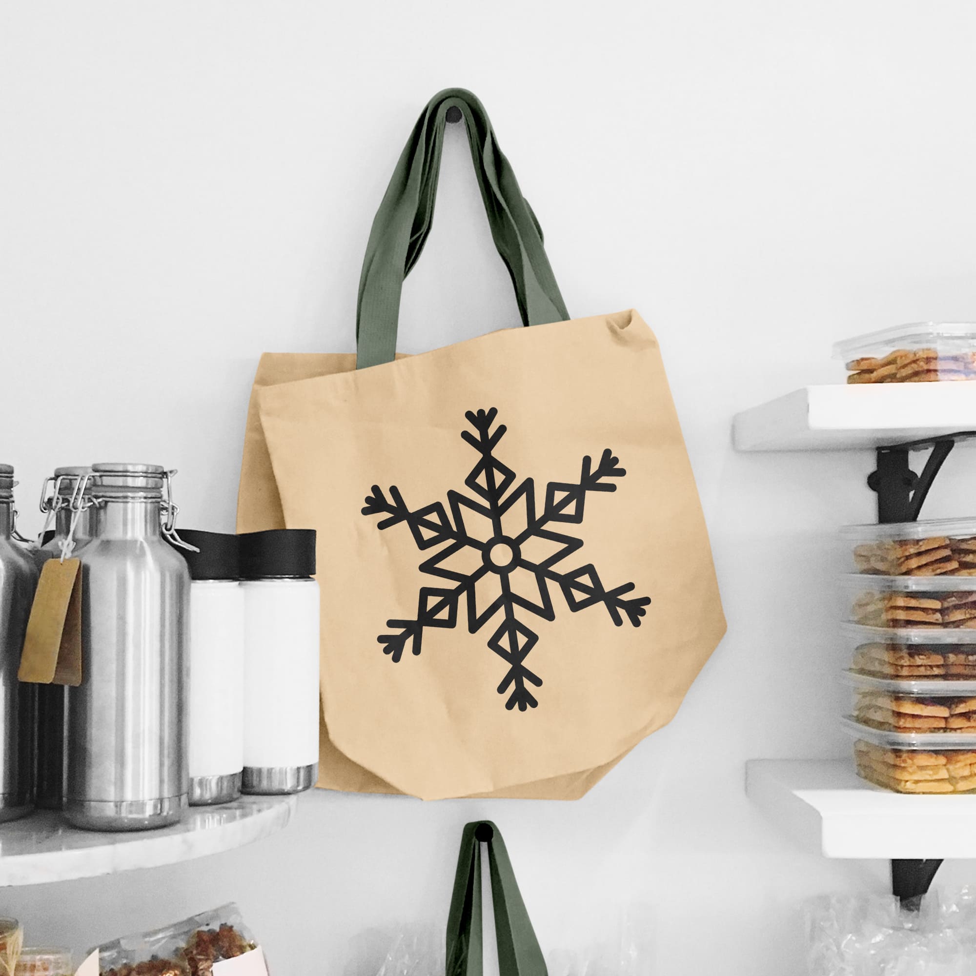 Cute shopping bag with snowflake.