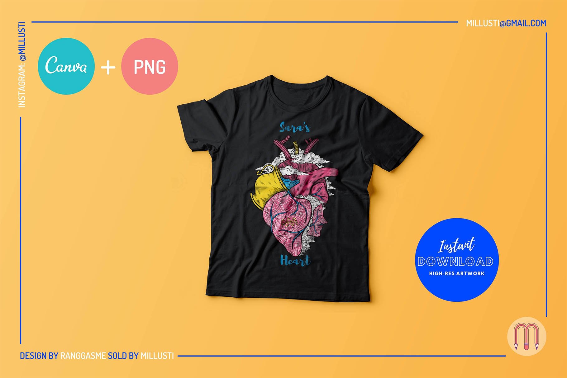 Black t-shirt with the big and colorful astrology heart.