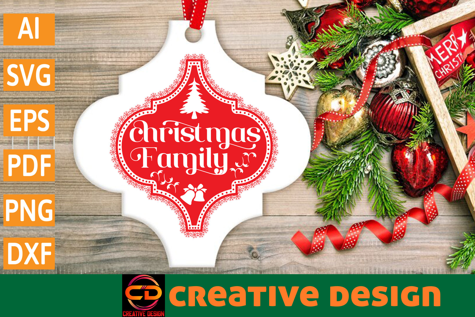 T-shirt Ornament Christmas Arabesque SVG Design preview image.