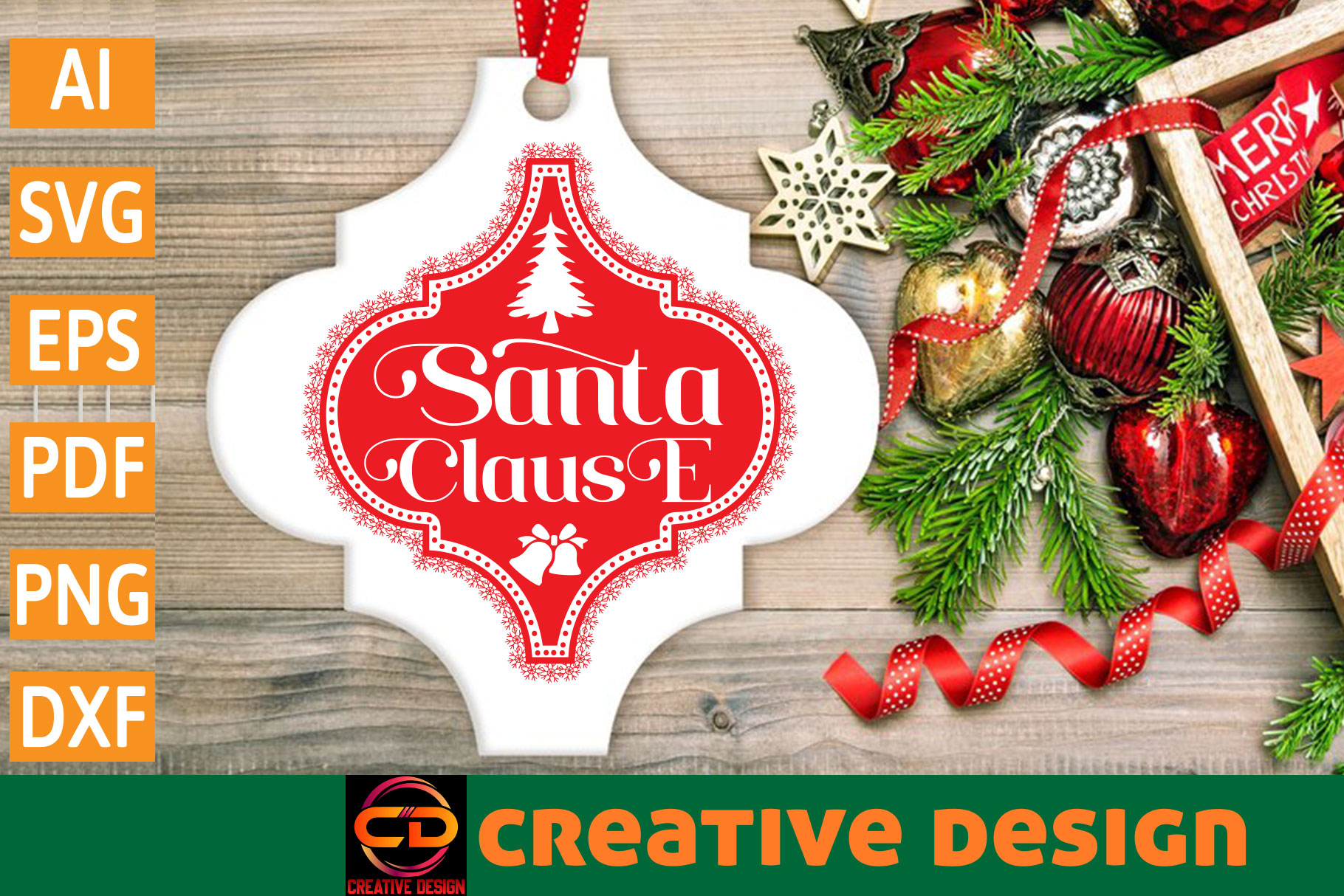 Ornament Christmas T-shirt Arabesque SVG Design preview image.