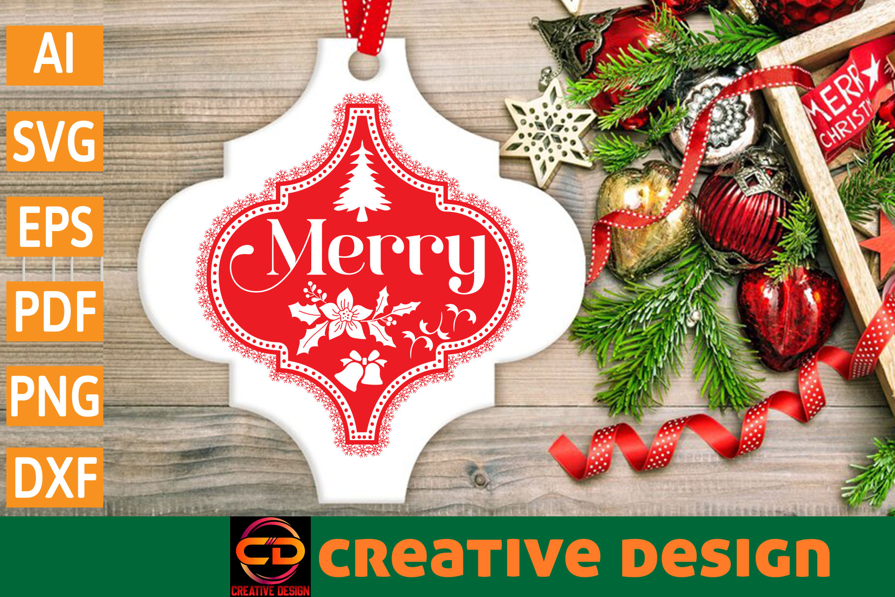 Arabesque T-shirt Christmas Ornament SVG Design preview image.