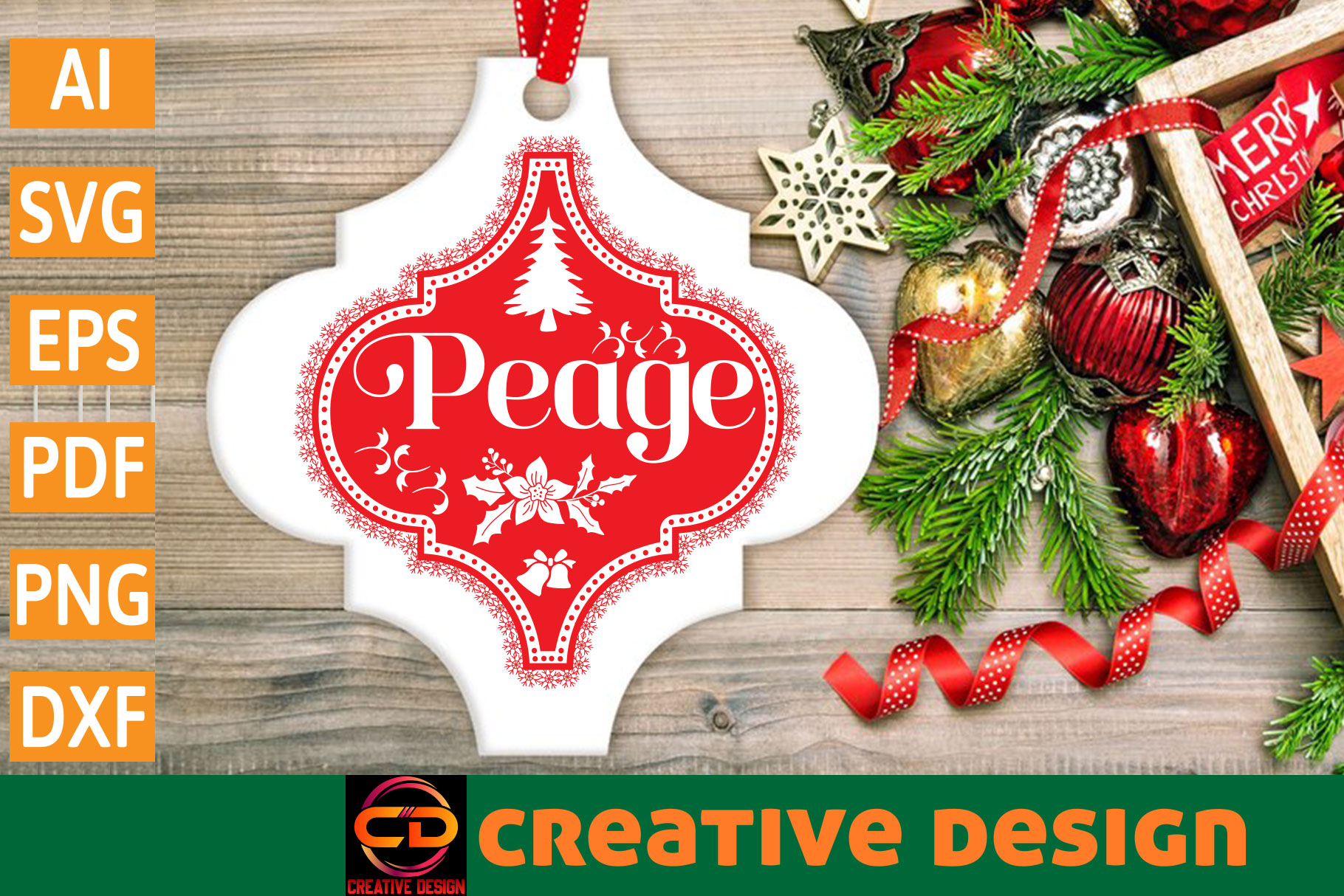 Christmas T-shirt Arabesque Ornament SVG Design preview image.