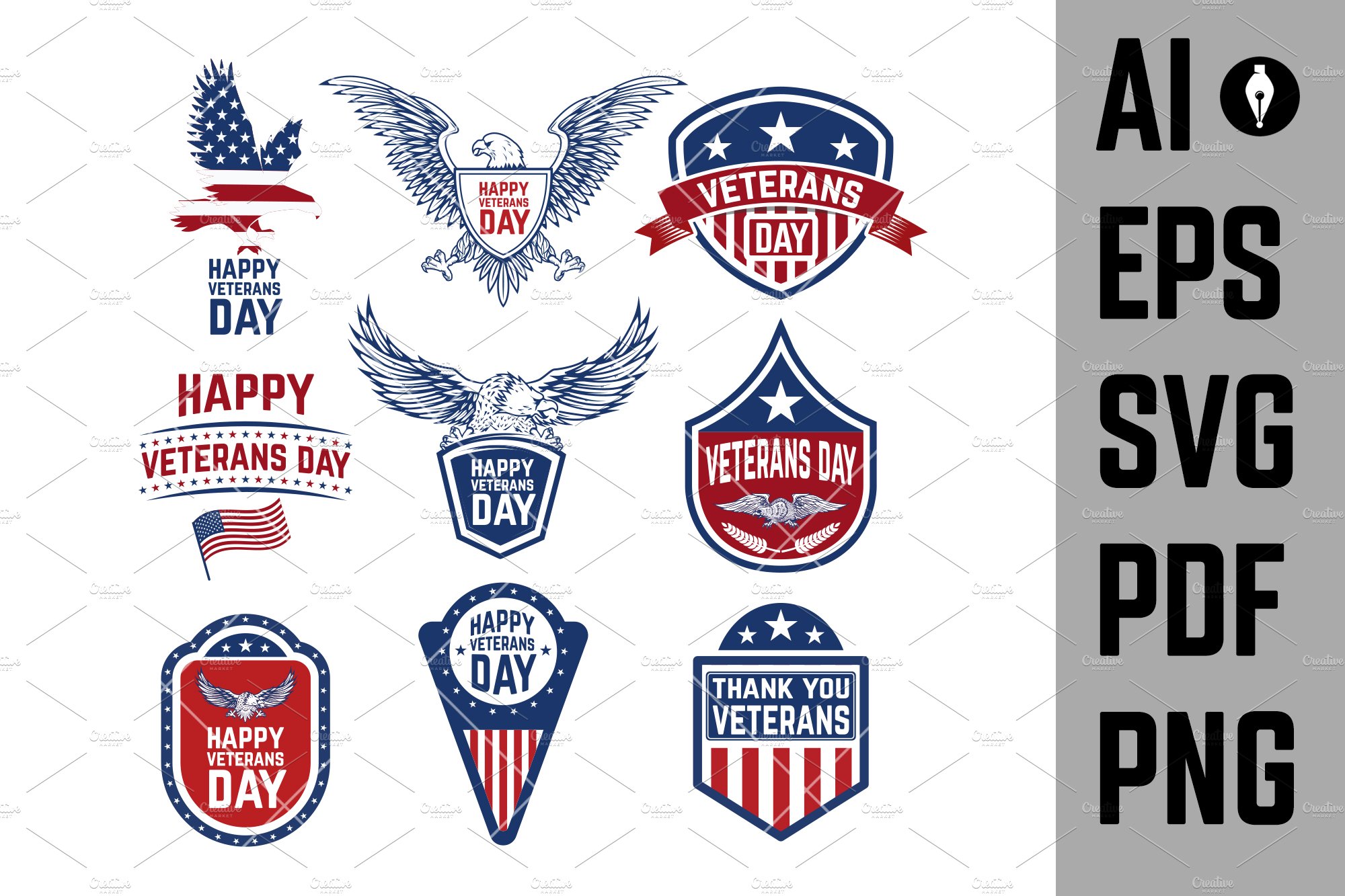 Cool set of veterans symbols.