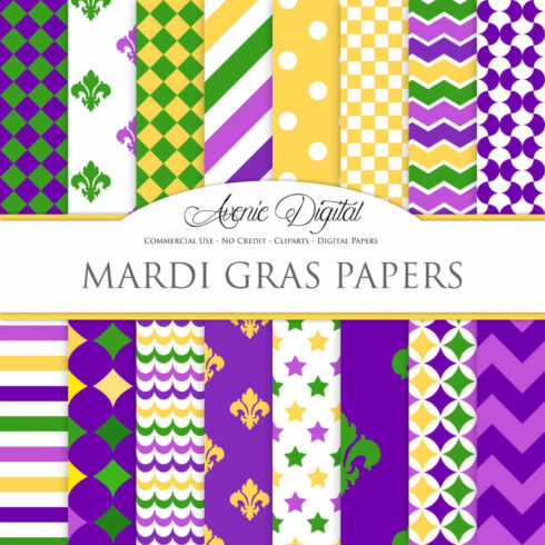 Mardi Gras Background Digital Paper - main image preview.