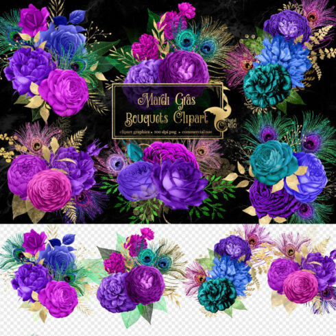 Mardi Gras Bouquets Clipart.