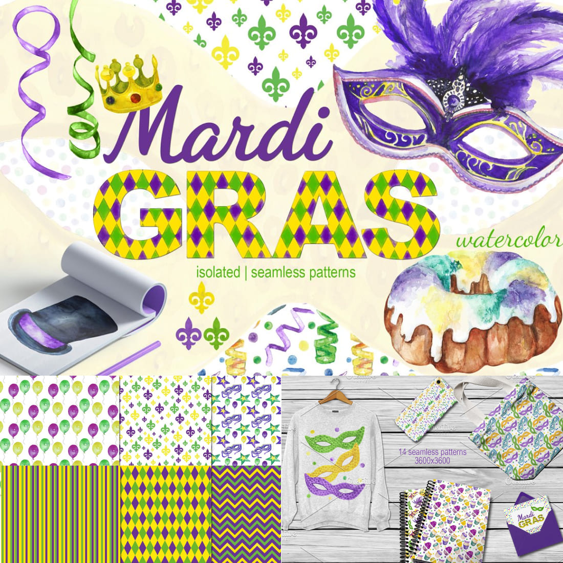 Watercolor Festival  Mardi Gras Polymer Clay Transfer Sheets – The Clay  Impress
