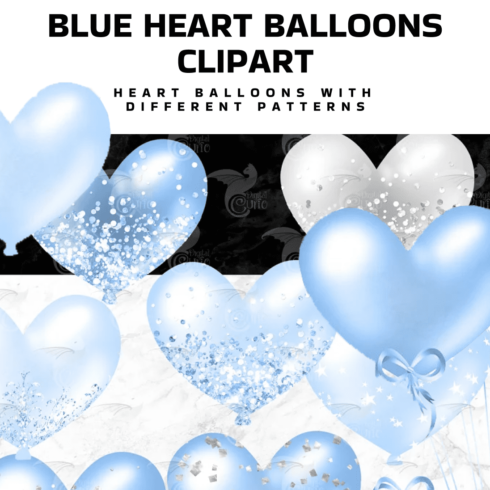 Blue Heart Balloons Clipart - main image preview.