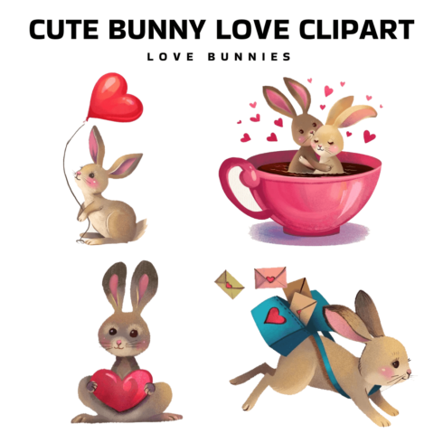 Cute Bunny Love Clipart - main image preview.