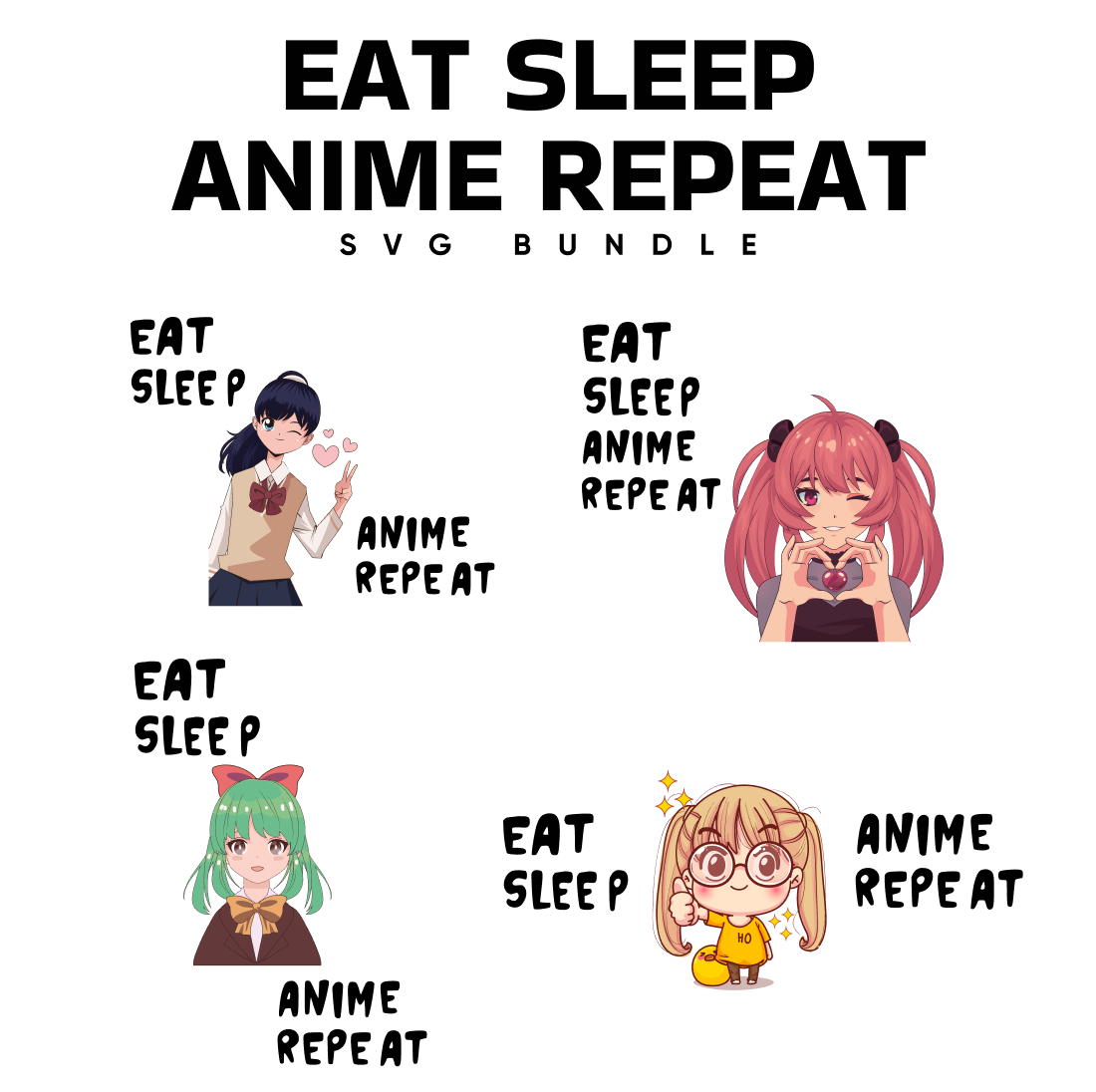 Eat Sleep Anime Repeat Animegao Kigurumi Anime Girl Cosplay Shirt