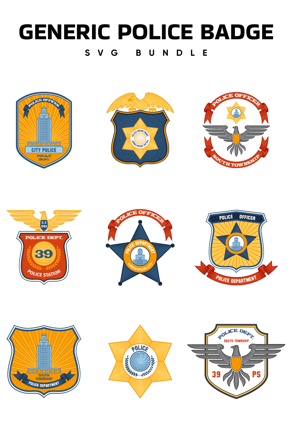 Generic Police Badge Svg - Pinterest.