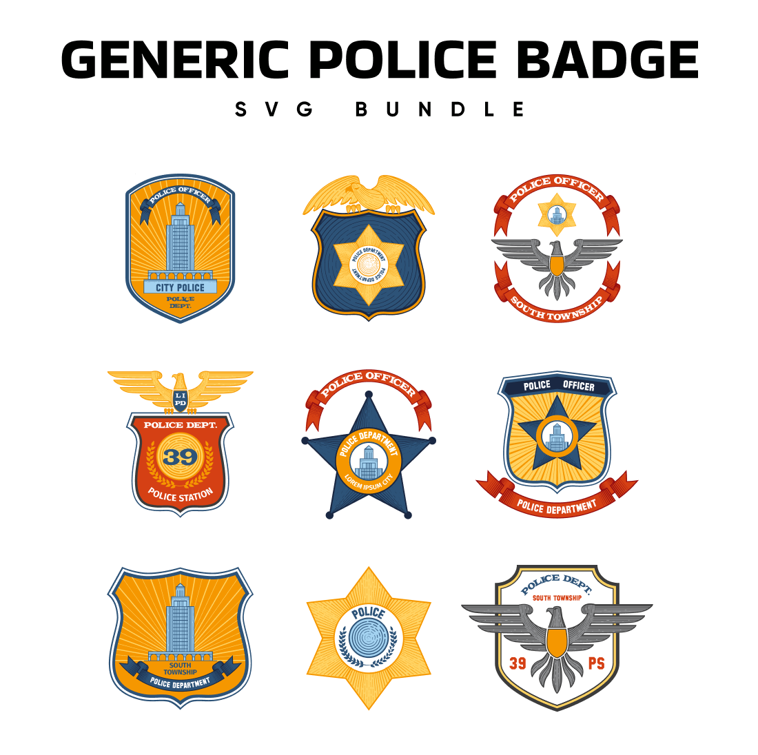 Generic Police Badge Svg.
