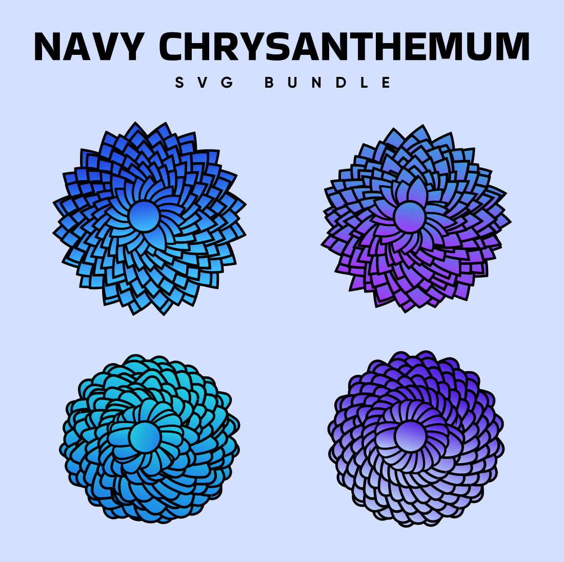 Navy Chrysanthemum SVG Designs MasterBundles