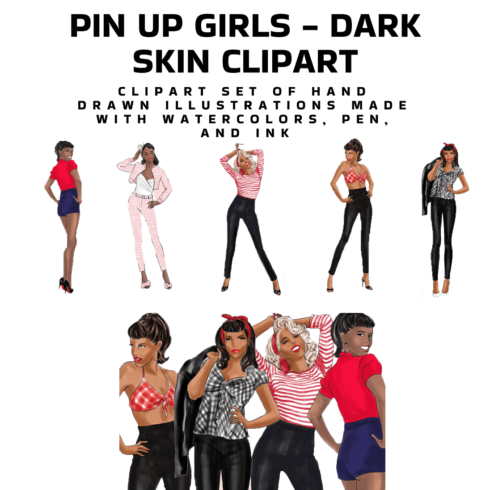 Pin Up Girls Dark Skin Clipart - main image preview.