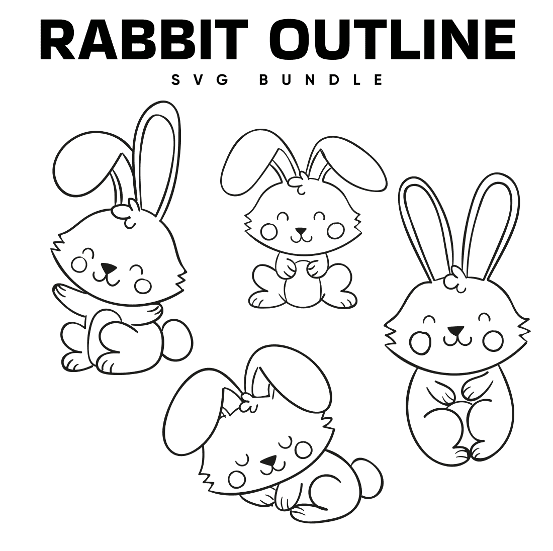 Rabbit outlines for a coloring book.