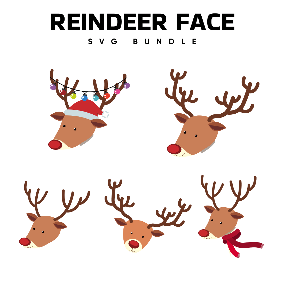 Reindeer face svg bundle.