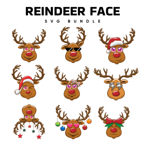 Reindeer Face SVG Free.