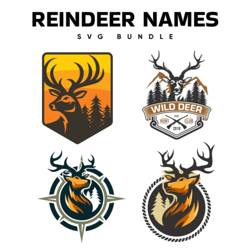 Set of four deer emblems.