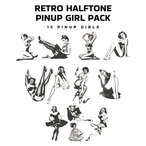 Retro Halftone Pinup Girl Pack - main image preview.