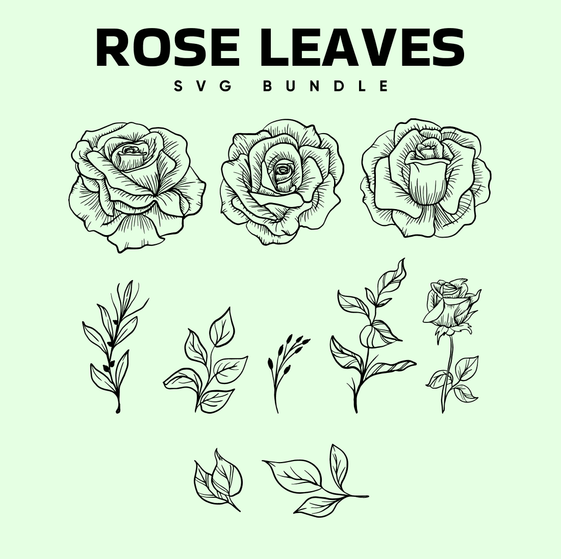 Rose Leaves Svg.