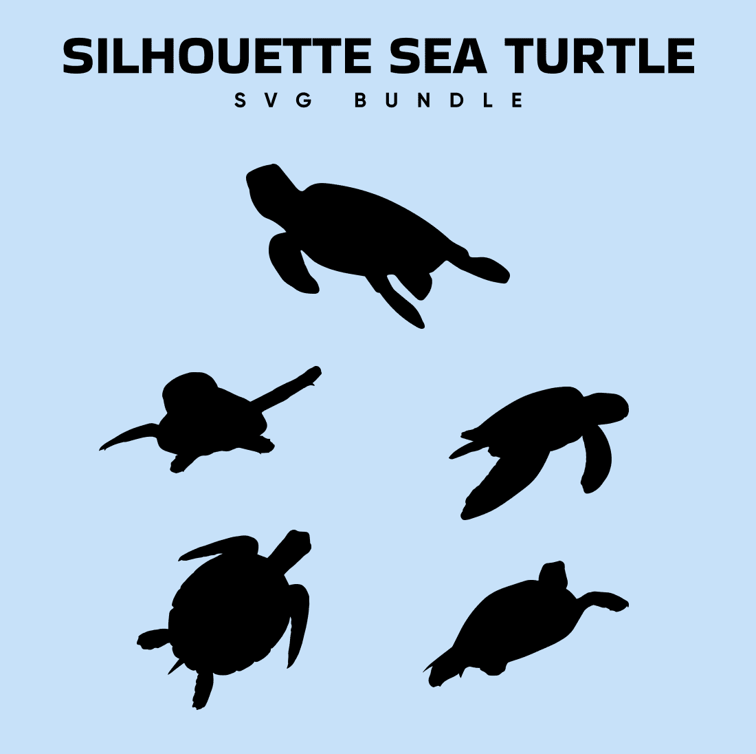 Silhouette Sea Turtle Svg.
