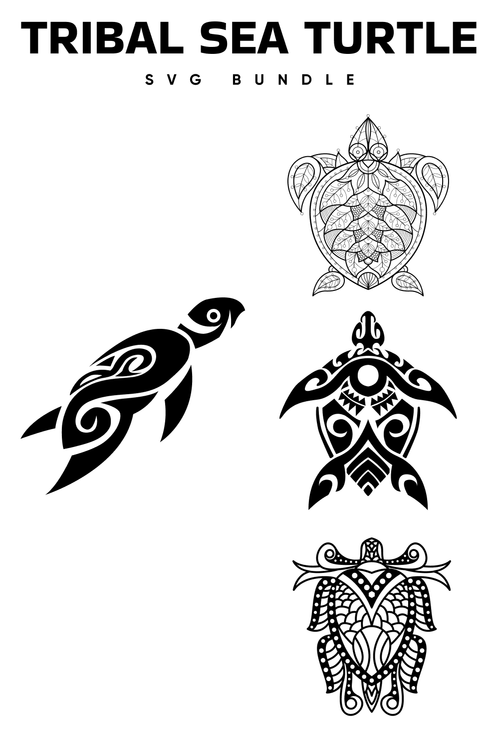Tribal Sea Turtle SVG - pinterest image preview.