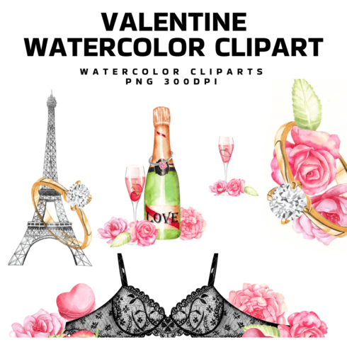 Valentine Watercolor Clipart - main image preview.