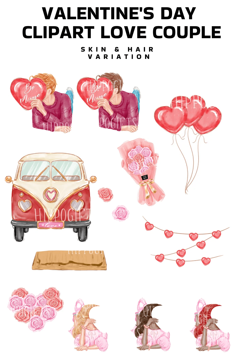 Valentine's Day Clipart Love Couple - pinterest image preview.