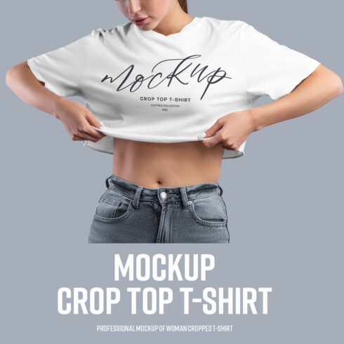 Mockups Crop Top Woman T-shirt Design cover image.