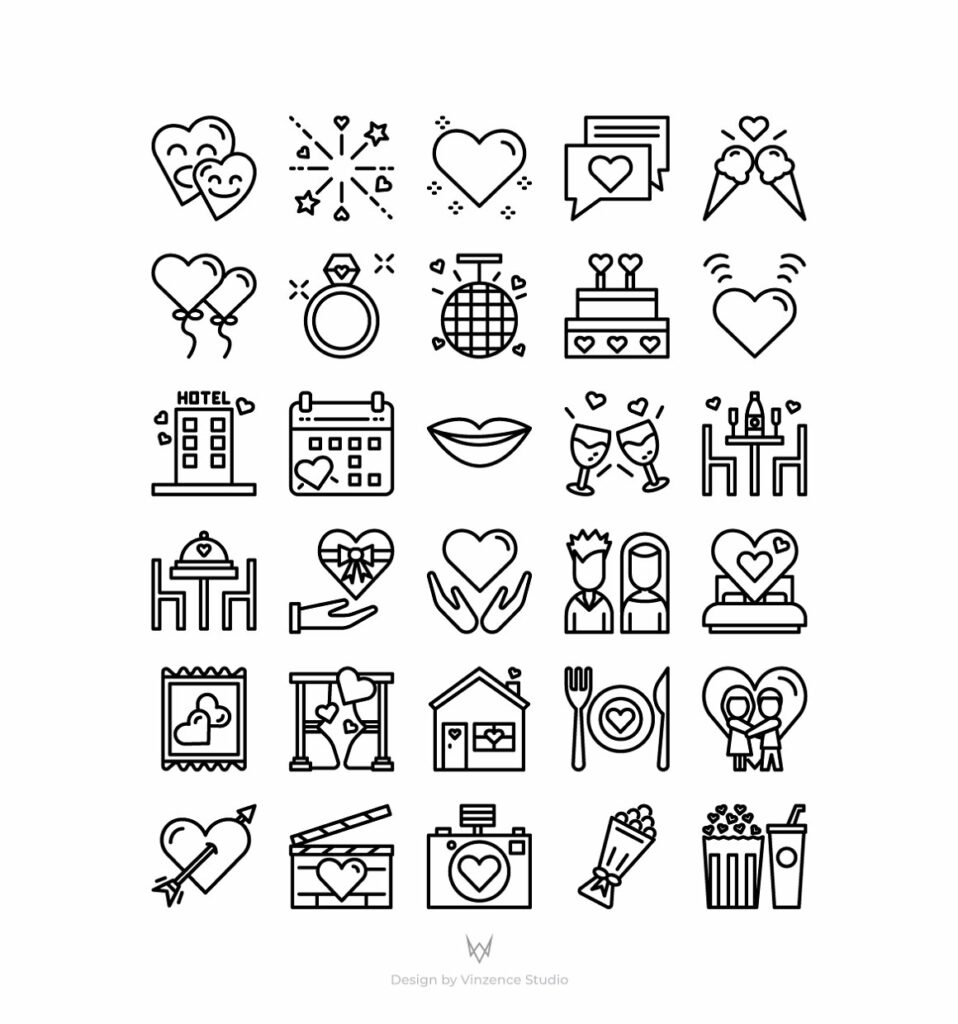 30 Date Night Icon Sets – MasterBundles