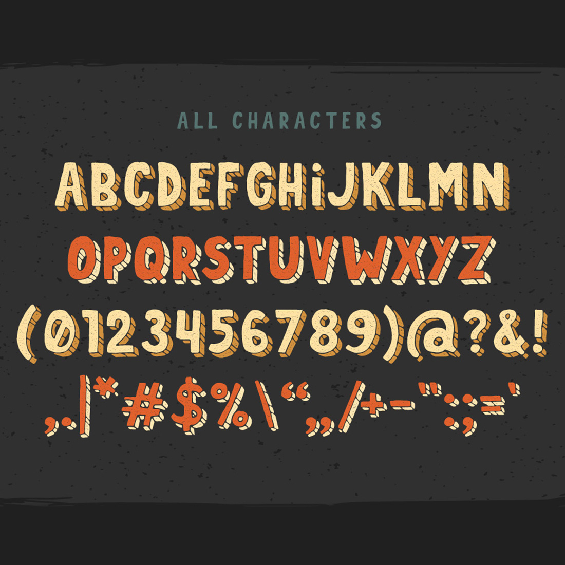 An image showcasing all the characters of the adorable Dirty Cartoon font.