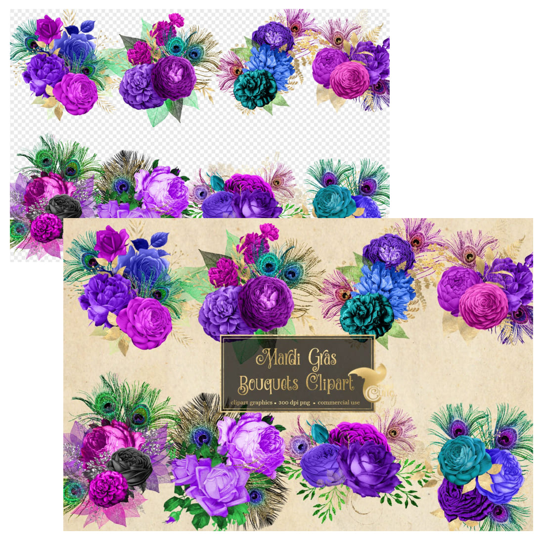 Mardi Gras Bouquets Clipart cover.