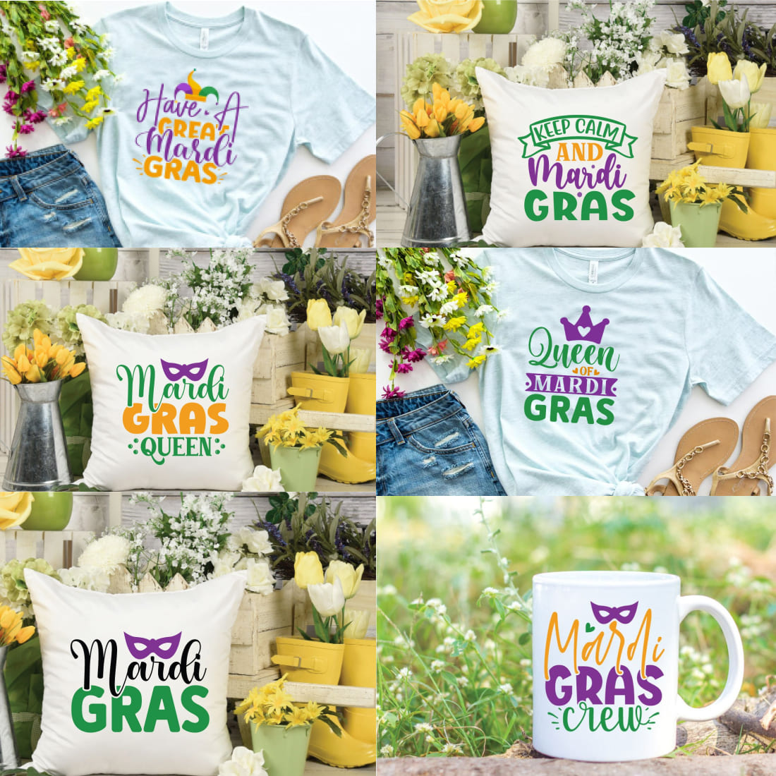 Mardi Gras SVG Quotes Design Bundle cover.