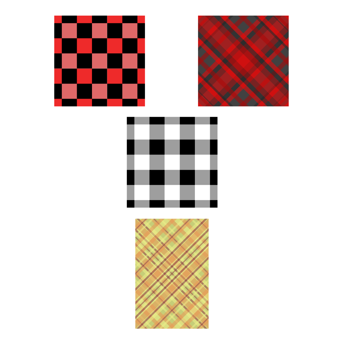 Four different plaid patterns on a white background.