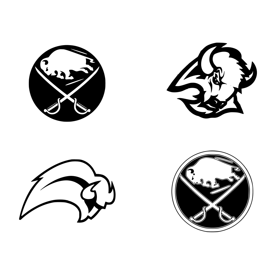 Four different logos of different sports teams.