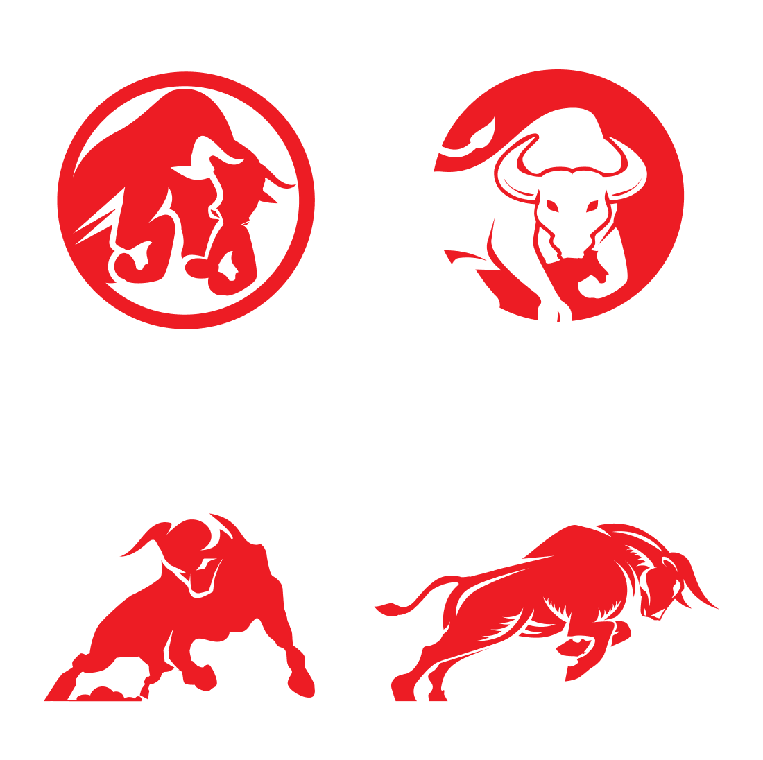 Bull and a bull with horns in the shape of a circle.