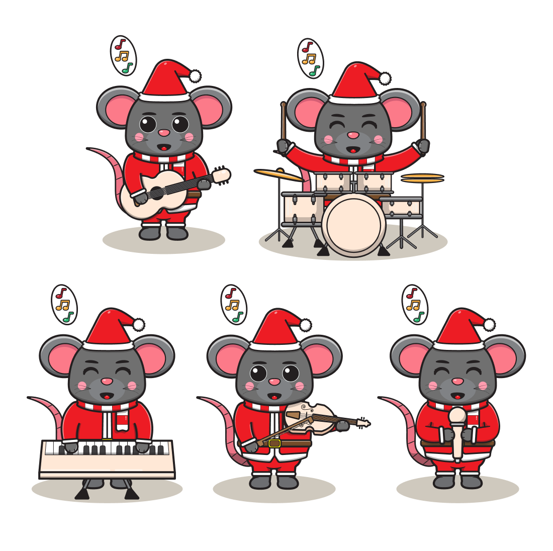 Cartoon mouse playing a musical instrument.