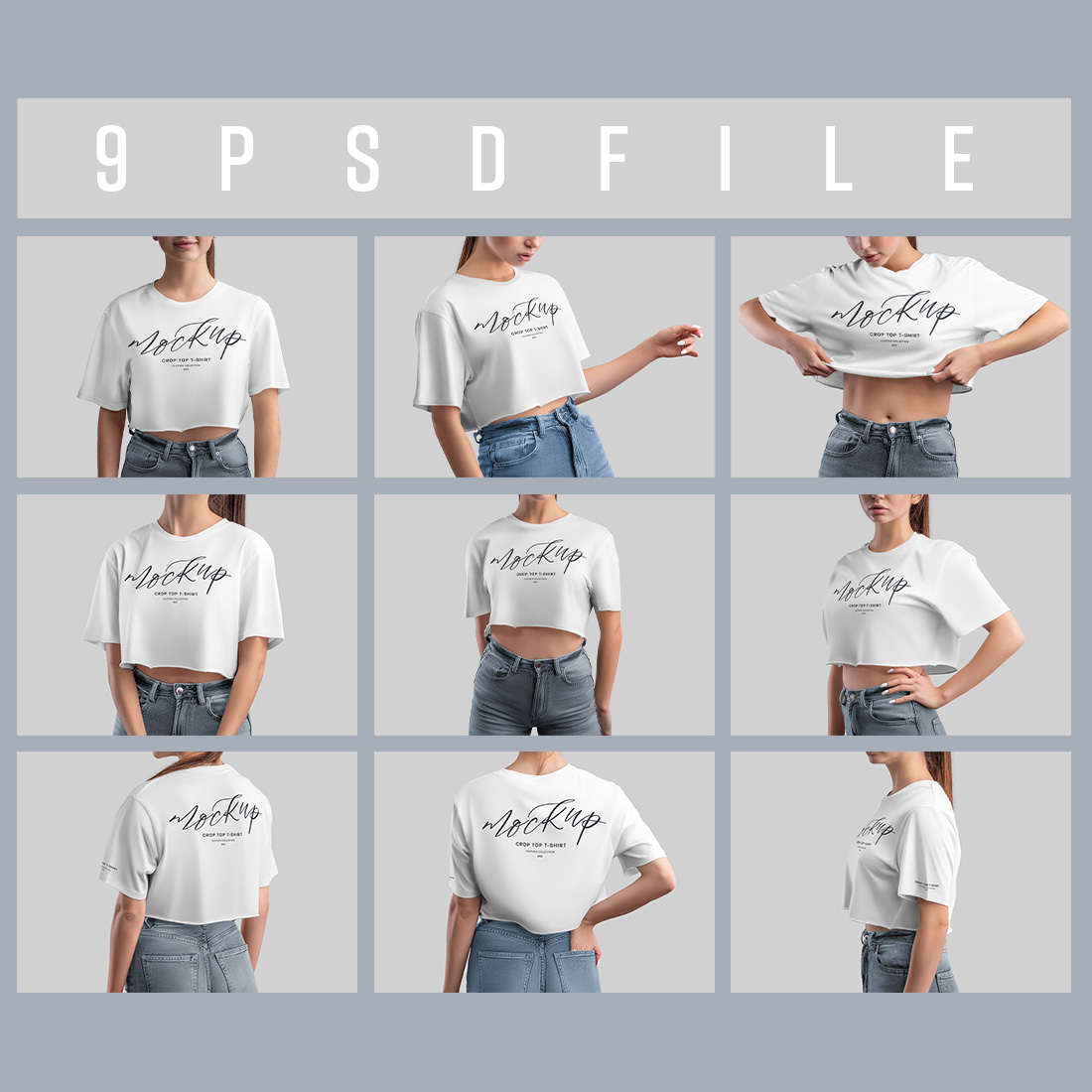 Crop Top Woman T-shirt Mockups Design cover image.